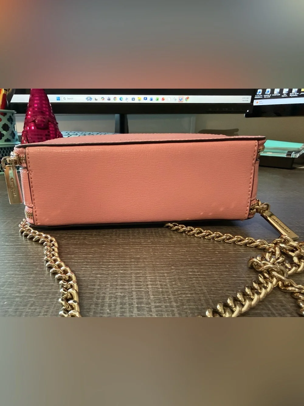 Kate Spade used pink leather chain crossbody bag